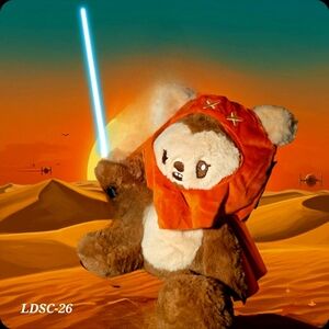 Mattel Plush Bear with Red Hood and Blue Sword